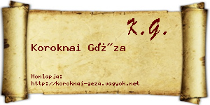 Koroknai Géza névjegykártya